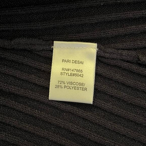 Pari Desai Ribbed Knit Wrap Skirt Small Midi Ribbed Navy Blue Academia Heritage - Picture 9 of 12